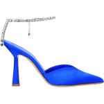 Blaue Elegante Aldo Castagna Spitze Damenpumps mit Riemchen aus Satin Größe 41 mit Absatzhöhe über 9cm 