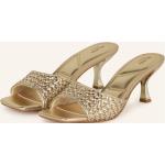 Goldene Geflochtene Aldo Karree Kitten-Heel-Absatz Damenclogs & Damenpantoletten mit Riemchen aus Textil Größe 42,5 