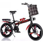 aldult teenager klapprad in 20 zoll,6-Speed Drivetrain,Light Weight Aluminum Frame Foldable Compact Bicycle Wear-Resistant Tire for Adults Handlebars+seat height can be adjusted at will/Red