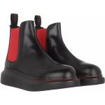 Reduzierte Rote Geflochtene Alexander McQueen Chelsea-Boots aus Leder für Damen Größe 37 