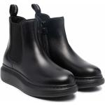 Schwarze Alexander McQueen Runde Chelsea-Boots aus Leder für Kinder Größe 33 