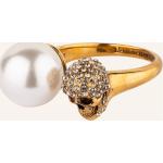 Goldene Antike Alexander McQueen Skull Goldringe glänzend aus Gold für Damen Größe 55 