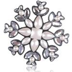 Anthrazitfarbene Elegante Damenhaarspangen poliert aus versilbert mit Echte Perle handgemacht 1-teilig 