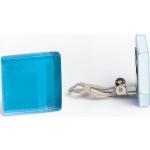 Aquablaue Nachhaltige Quadratische Ohrclips aus Glas 