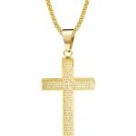 Reduzierte Goldene Kreuzketten glänzend aus Edelstahl 14 Karat für Herren 