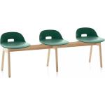 Sandfarbene Skandinavische emeco Chairs Nachhaltige 3-Sitzer Gartenbänke aus Eschenholz 3 Personen 