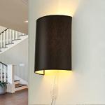 Braune Moderne licht-erlebnisse Halbrunde Wandleuchten mit Schalter aus Stoff E27 
