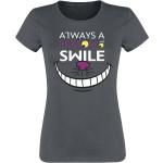 Alice im Wunderland - Disney T-Shirt - Grinsekatze - Always A Reason To Smile - S bis XL - für Damen - Größe L - grau - Lizenzierter Fanartikel