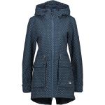 Marineblaue Maxi Kapuzenmäntel aus Fleece schmutzabweisend für Damen Größe XS für den für den Herbst 