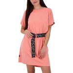 Peachfarbene Sportliche Kurzärmelige Alife & Kickin Sommerkleider aus Jersey für Damen Größe S für den für den Sommer 