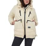 Reduzierte Cremefarbene Gesteppte Alife & Kickin Mini Winterjacken aus Fleece für Damen Größe M für den für den Winter 