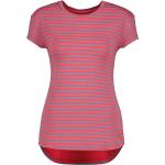 Pinke Gestreifte Kurzärmelige T-Shirts aus Denim für Damen Größe S für den für den Sommer 