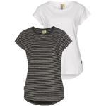Reduzierte Schwarze Gestreifte Casual Kurzärmelige Alife & Kickin Rundhals-Ausschnitt T-Shirts aus Jersey enganliegend für Damen Größe 3 XL 2-teilig 