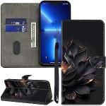 ALILANG Schutzhülle für LG G7 ThinQ mit Kreditkartenfach, Klappbuch, PU-Leder, magnetische Schutzhülle für LG G7 ThinQ, lila Lotus