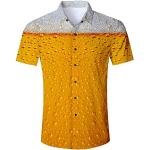 Reduzierte Orange Kurzärmelige Stehkragen Hawaiihemden mit Vogel-Motiv für Herren Größe XXL für den für den Sommer 