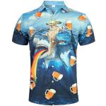 Reduzierte Kurzärmelige Stehkragen Hawaiihemden mit Tiermotiv für Herren Größe L für den für den Sommer 