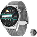 Silberne Wasserdichte Runde Smartwatches mit Multifunktion mit Bluetooth mit Schrittzähler für Herren zum Fitnesstraining 