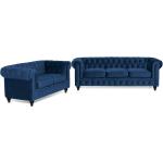Blaue Moderne Chesterfield Sofas aus Samt 2 Personen 