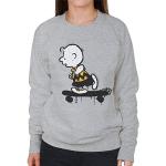All+Every Peanuts Charlie Brown Skateboard Graffiti Women's Sweatshirt