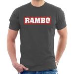 Anthrazitfarbene Rambo T-Shirts für Herren Größe M 