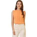 Orange Elegante Ärmellose Allegra K Rundhals-Ausschnitt Festliche Blusen mit Rüschen für Damen Größe S für den für den Sommer 