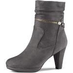Graue Allegra K Runde High Heels & Stiletto-Pumps mit Reißverschluss aus Veloursleder für Damen Größe 41 