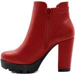 Rote Allegra K Runde High Heel Stiefeletten & High Heel Boots mit Reißverschluss aus PU für Damen Größe 38 
