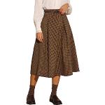 Braune Karo Vintage Allegra K Midi High Waist Röcke & Taillenröcke mit Reißverschluss für Damen Größe XL zum Oktoberfest 