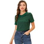 Grüne Gepunktete Vintage Kurzärmelige Allegra K Festliche Blusen für Damen Größe M für den für den Sommer 
