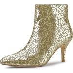 Goldene Allegra K Spitze High Heel Stiefeletten & High Heel Boots mit Glitzer mit Reißverschluss aus Gummi für Damen Größe 40 
