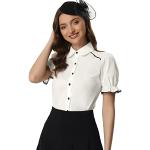 Weiße Vintage Allegra K Festliche Blusen mit Puffärmeln für Damen Größe M 
