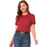 Reduzierte Rote Gepunktete Vintage Kurzärmelige Allegra K Festliche Blusen für Damen Größe XL für den für den Sommer 
