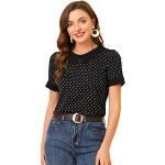 Schwarze Gepunktete Vintage Kurzärmelige Allegra K Festliche Blusen für Damen Größe XL für den für den Sommer 