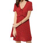 Rote Kurzärmelige Allegra K Mini V-Ausschnitt Schößchen-Kleider für Damen Größe S für Partys 