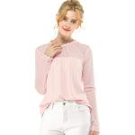 Rosa Elegante Langärmelige Allegra K Transparente Blusen & durchsichtige Blusen mit Knopf aus Spitze für Damen Größe M für den für den Winter 