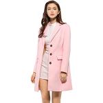 Allegra K Damen Wollmantel Revers Knopfleiste Wintercoat Mantel Rosa L