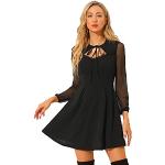 Schwarze Gothic Langärmelige Allegra K Mini Minikleider & kurze Kleider mit Rüschen mit Reißverschluss aus Mesh für Damen Größe M für Partys 