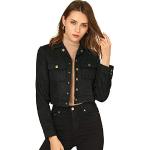 Schwarze Allegra K Mini Kurze Lederjacken aus Veloursleder für Damen Größe S 