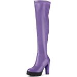 Violette Allegra K Runde Damenoverkneestiefel mit Reißverschluss aus Kunstleder Größe 40 für den für den Winter 