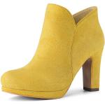 Gelbe Allegra K Runde High Heel Stiefeletten & High Heel Boots mit Reißverschluss aus Veloursleder für Damen Größe 39 