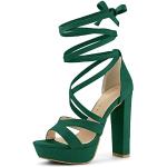 Smaragdgrüne Allegra K Damensandalen mit Schnürsenkel aus Kunstleder leicht Größe 40 