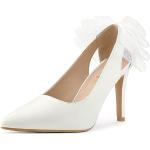 Reduzierte Weiße Allegra K Spitze High Heels & Stiletto-Pumps mit Riemchen aus Mesh für Damen Größe 38 für die Braut 