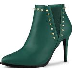 Smaragdgrüne Blumenmuster Allegra K Spitze High Heel Stiefeletten & High Heel Boots mit Reißverschluss aus Kunstleder leicht für Damen Größe 39 