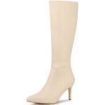 Nudefarbene Allegra K Spitze High-Heel Stiefel mit Reißverschluss aus Gummi für Damen Größe 37,5 