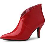 Rote Allegra K Spitze High Heel Stiefeletten & High Heel Boots mit Reißverschluss aus Kunstleder für Damen Größe 38 für den für den Herbst 