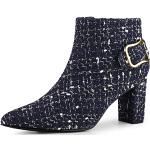 Blaue Karo Allegra K Spitze High Heel Stiefeletten & High Heel Boots mit Reißverschluss aus Stoff leicht für Damen Größe 37,5 