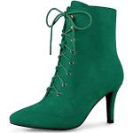 Smaragdgrüne Animal-Print Allegra K Spitze Pfennigabsatz High Heel Stiefeletten & High Heel Boots mit Schnürsenkel leicht für Damen Größe 40 