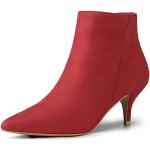 Rote Animal-Print Casual Allegra K Spitze High Heel Stiefeletten & High Heel Boots mit Reißverschluss aus Veloursleder für Damen Größe 38 