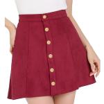 Bordeauxrote Allegra K Mini Röcke mit Knopfleiste aus Veloursleder für Damen Größe XL 