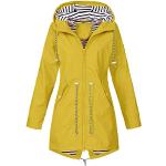Gelbe Langärmelige Wasserdichte Winddichte Mini Rundhals-Ausschnitt Damensweatshirts mit Reißverschluss aus Fleece mit Kapuze Übergrößen Große Größen für den für den Herbst 